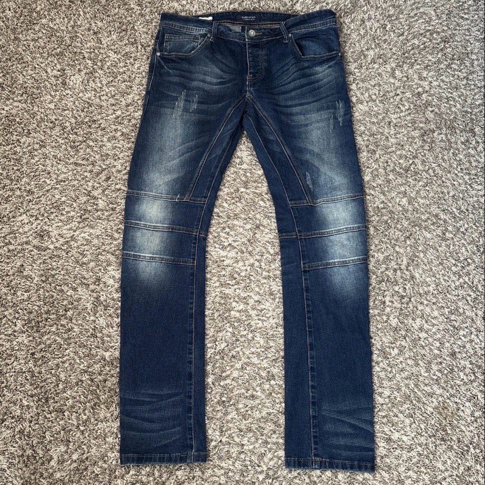 Slim Men's Jeans in Dark Blue Washed Denim